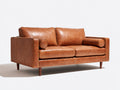 Zweisitzer Sofa - Bezug in Lederoptik 168 x 90 x 84 cm - Cognacbraun mit Holzfüßen - Modernes 2 Sitzer Sofa für Wohnzimmer