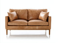 Zweisitzer Sofa Lederbezug Holzgestell 165x88x84 cm - Hellbraun - Modernes Design