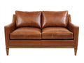 Zweisitzer Sofa Lederbezug 165 x 88 x 86 cm - Cognacbraun - Klassisches Design mit Holzfüßen für Wohnzimmer