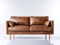 Zweisitzer Sofa mit Bezug in Lederoptik 180 x 85 x 82 cm - Braun - Vintage Design