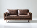 Zweisitzer Sofa Lederbezug Holzfüße 175x90x85 cm - Dunkelbraun - Modernes Vintage Design