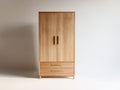 Kleiderschrank - Holzoptik 100x55x190 cm - Naturholzfarben - Moderner 2 türiger Schrank mit 2 Schubladen