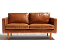 Zweisitzer Sofa - Bezug in Lederoptik 185x88x84 cm - Cognacbraun - Modernes Design mit geraden Armlehnen und erhöhtem Untergestell