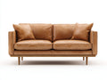 Zweisitzer Sofa - Bezug in Lederoptik 165 x 90 x 84 cm - Cognacbraun mit Holzfüßen - Modernes 2 Sitzer Sofa für Wohnzimmer