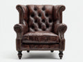 Sessel Lederbezug 89 x 93 x 109 cm - Dunkelbraun - Chesterfield Ohrensessel für Wohnzimmer