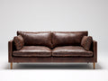 Zweisitzer Sofa - Bezug in Lederoptik 170 x 92 x 85 cm - Dunkelbraun mit Holzfüßen - Modernes 2 Sitzer Sofa für Wohnzimmer