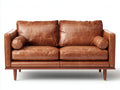 Zweisitzer Sofa Lederoptik 180 x 92 x 86 cm - Cognacbraun - Modernes Design mit Holzfüßen