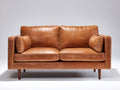 Zweisitzer Sofa Lederbezug 180x88x85 cm - Cognacbraun - Modernes Design mit Holzfüßen