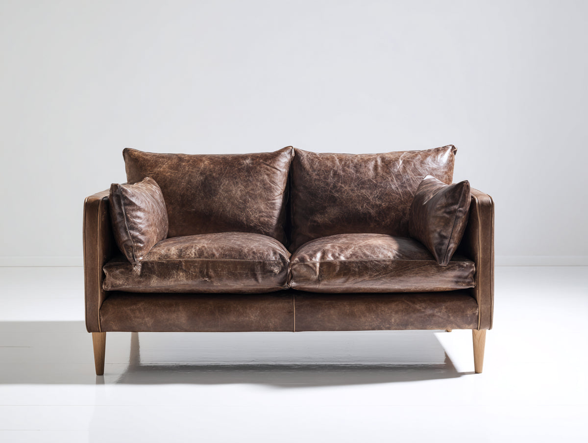 Zweisitzer Sofa mit Bezug in Lederoptik 175 x 88 x 84 cm - Braun - Vintage Design