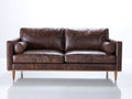 Zweisitzer Sofa - Bezug in Lederoptik 186x89x83 cm - Dunkelbraun - Modernes Design mit geraden Armlehnen und erhöhtem Untergestell