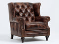 Sessel Lederoptik 94 x 98 x 112 cm - Dunkelbraun - Chesterfield Ohrensessel mit Ziernieten