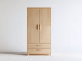 Kleiderschrank - Holzoptik 90 x 55 x 190 cm - Naturfarben - 2 Türen und 2 Schubladen für Schlafzimmer